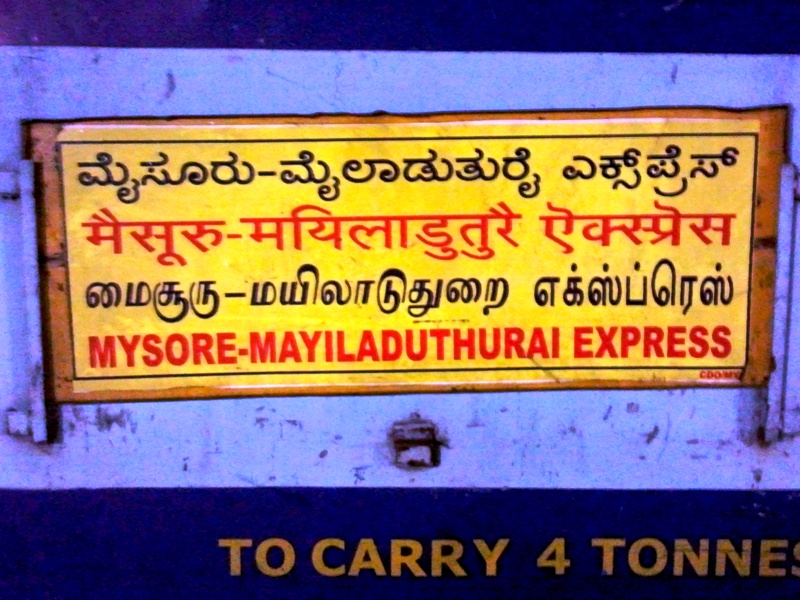 Quadrilingual Train Name written in Kannada Hindi Tamil English